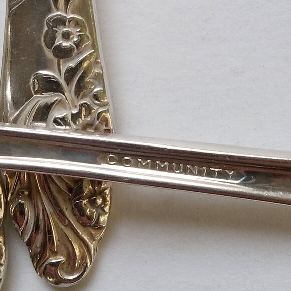Silver Plate Community Oneida c1950s 6 Dinner Knives 6 Dinner Forks EVENING STAR - Picture 8 of 11